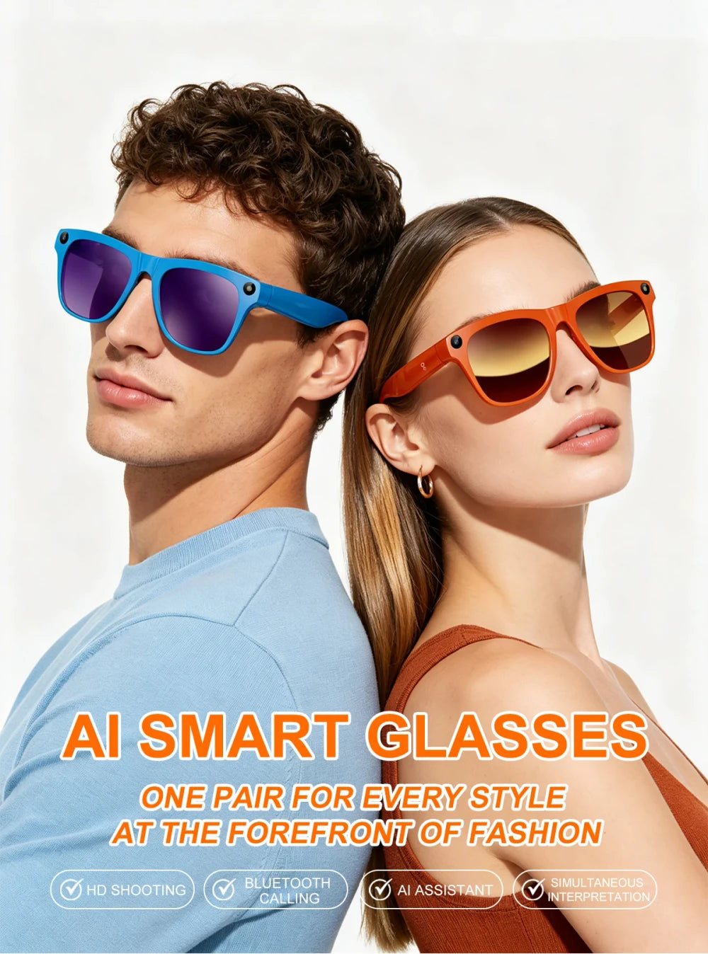 Gafas Inteligentes con IA, Cámara y Bluetooth.