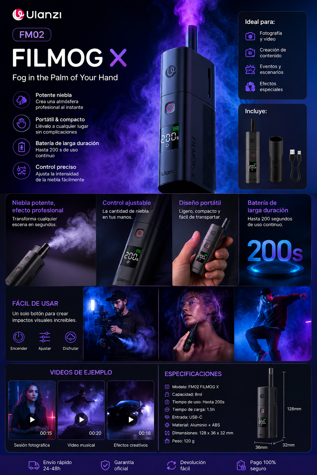 Máquina de Humo Portátil para Fotografía